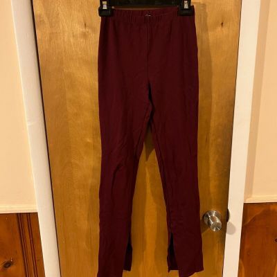 Fashion Nova Women's Burgundy Side Split Hem High-Rise Leggings - Small